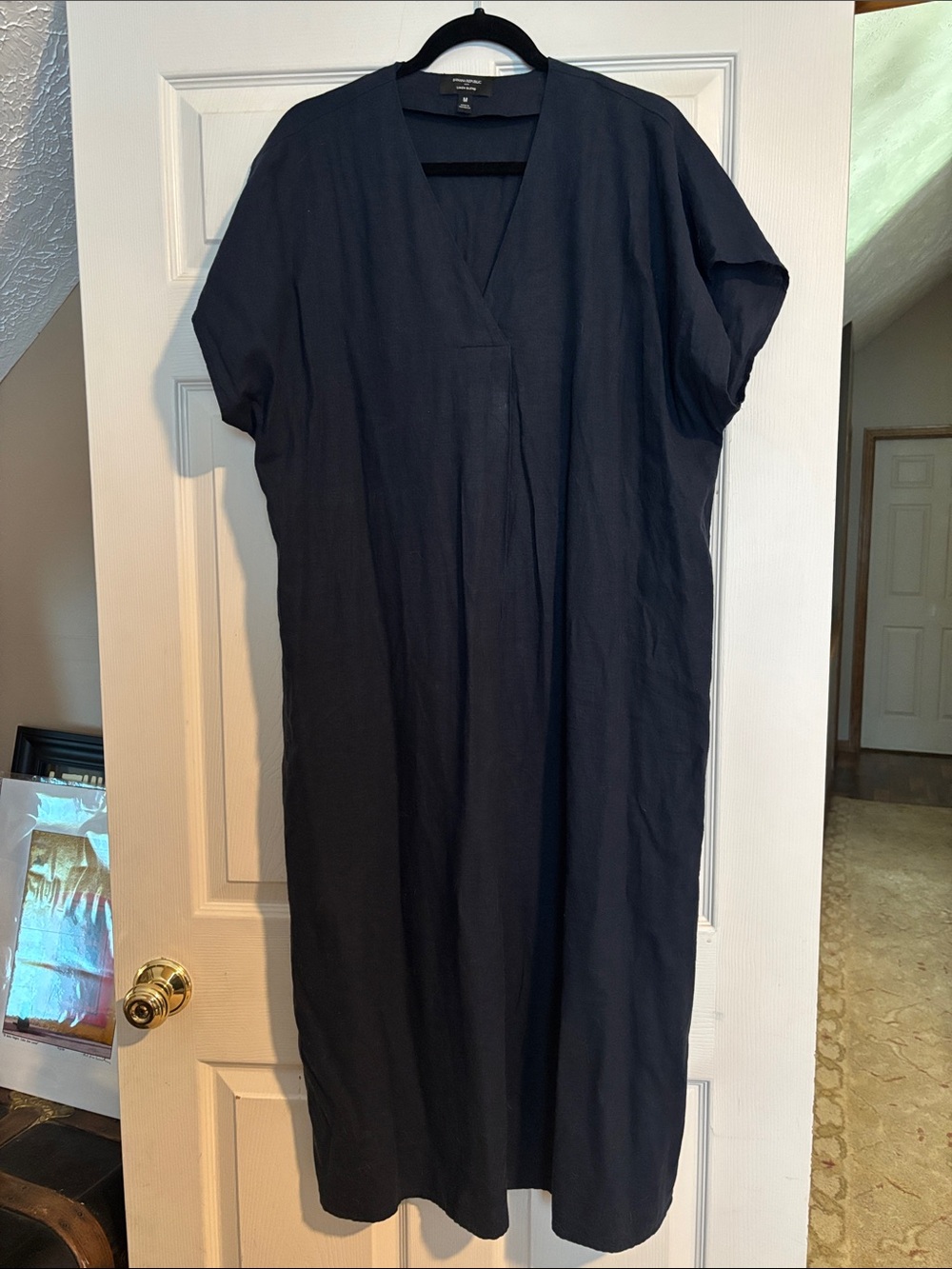 Banana Republic Navy Linen Blend V-Neck dress